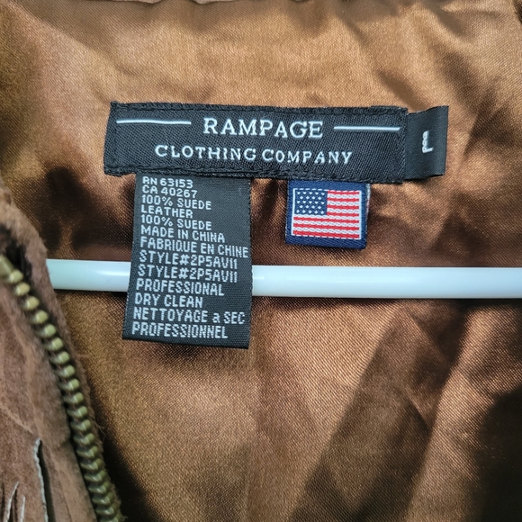 Rampage Festival Suede Leather Fringe Jacket Size Large Chocolate Brown - Picture 7 of 9